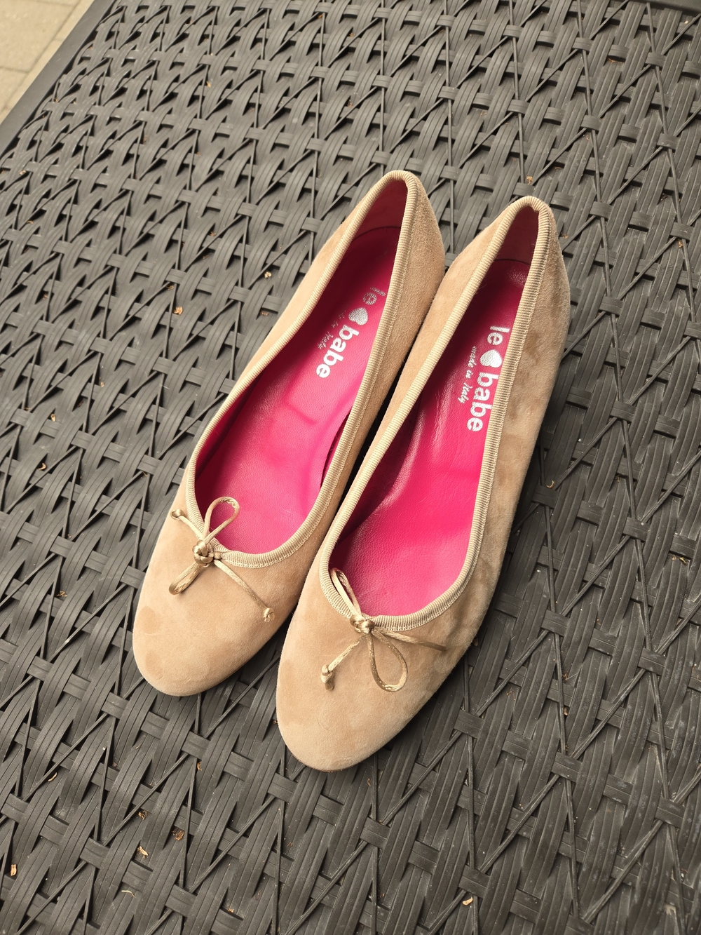 Le❤️babe Leather Suede Ballet Flats with Pink Leather Insole&outsole  EU40 Italy